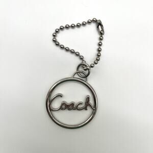 COACH Silver Bag Charm, Signature, Keychain